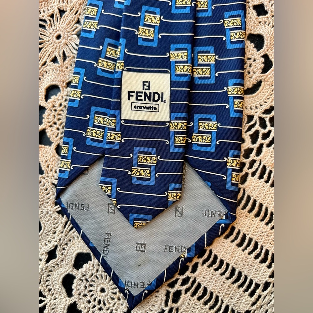 Fendi blue men’s tie - Picture 3 of 6
